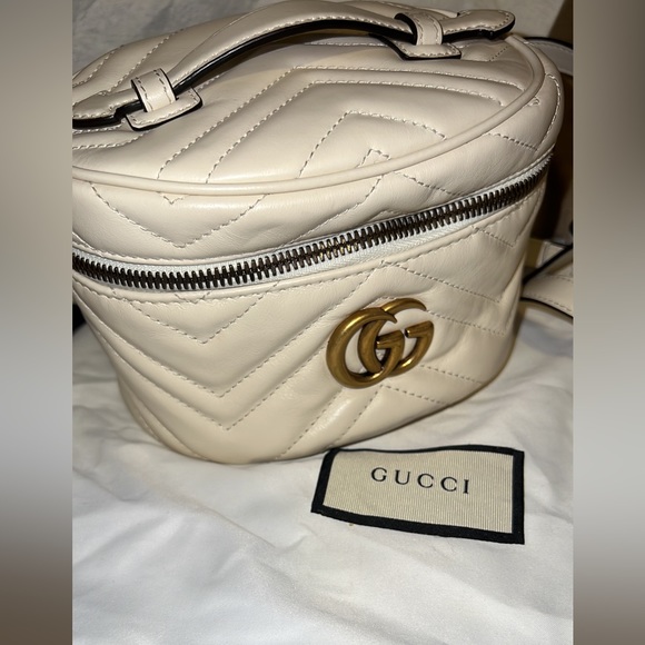 Gucci GG MARMONT MINI TOP HANDLE BAG Backpack BeigeLeather/Mini Backpack/Bag - Picture 6 of 15
